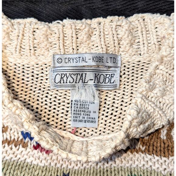 Vtg Heirloom Christmas Patchwork Cableknkit Sweater Cottagecore Gaudy Granny - Picture 7 of 10